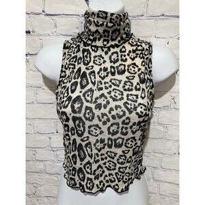 NWT CHOOSY boxy sleeveless tank top in a black and white leopard print Size XS